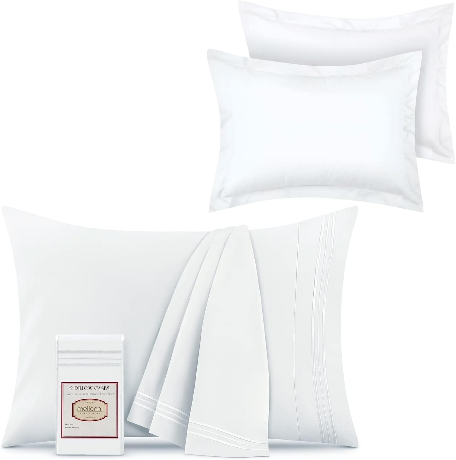 Mellanni El paquete incluye 2 fundas de almohada + 2 fundas de almohada. El paquete incluye fundas de almohada de tamaño estándar, juego de 2 y 2