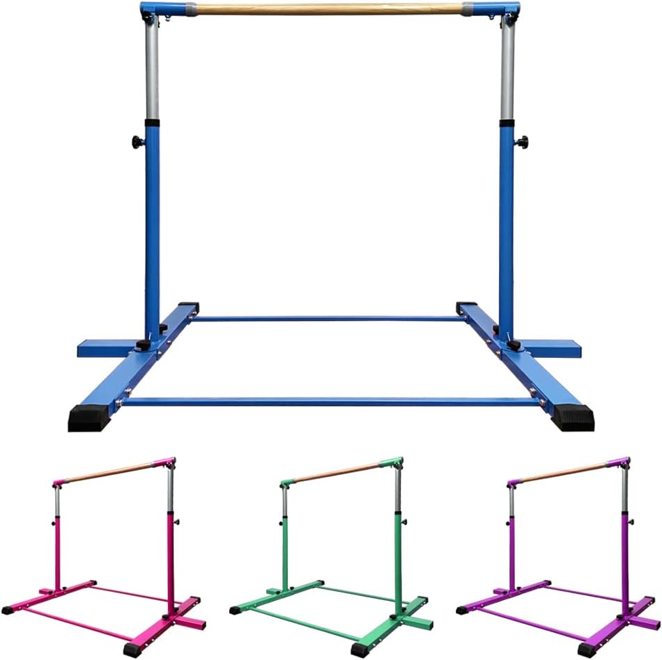 Kip Bar de gimnasia, barra horizontal para niños y niñas, altura ajustable de 3 a 5 pies, equipo de gimnasio en casa, ideal para entrenamiento en