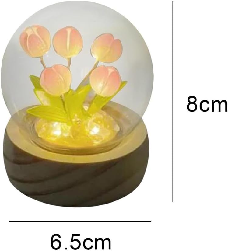 Lámpara de mesa hecha a mano con tulipán, decoración de mesita de noche, adorno de escritorio (5 flores)