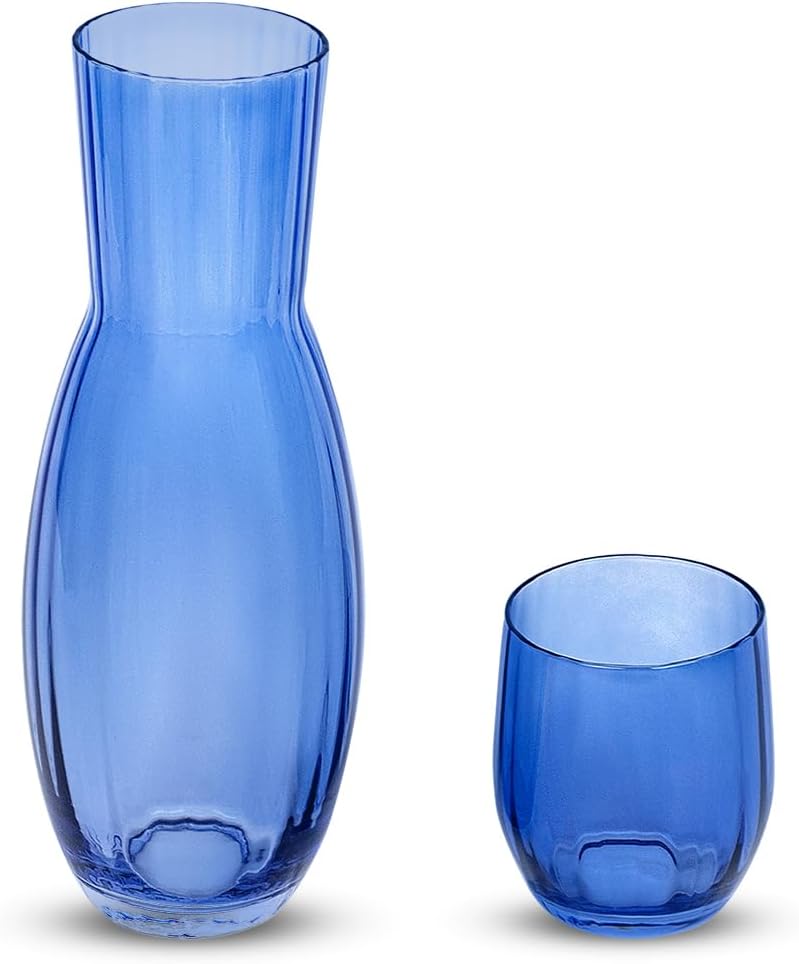 American Atelier Jarra de agua de cabecera con vaso, juego de 2 piezas, taza se dobla como tapa, jarra de 40 onzas con vaso a juego, para habitación