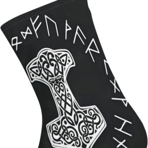 Medias de Navidad Vikingos Mjolnir, rueda de runa nórdica, símbolo de mitología nórdica, árbol de Navidad, decoraciones colgantes (10 pulgadas). Medias de Navidad Vikingos Mjolnir, rueda de runa nórdica, símbolo de mitología nórdica, árbol de Navidad, decoraciones colgantes (10 pulgadas).