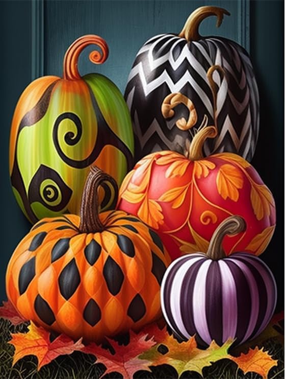 Champi Kits de pintura de diamantes de Halloween para adultos, kits de arte de diamantes de calabaza loca para adultos, kits de arte de gemas para