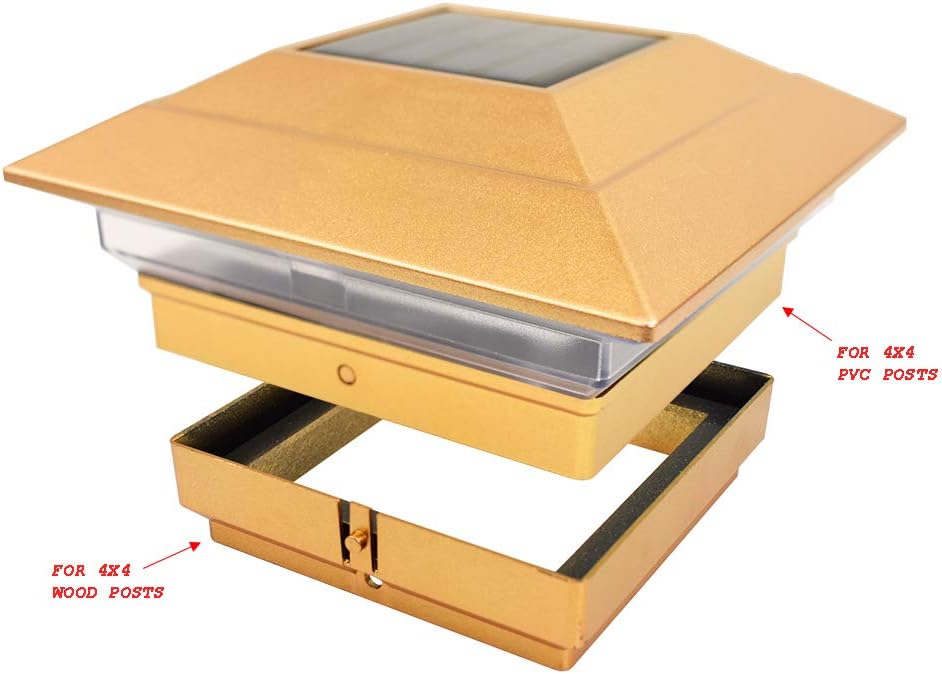 Paquete de 8 lámparas solares de cobre para jardín al aire libre, 4 x 4, LED, para poste, cubierta de poste, luz cuadrada, luz de paisaje, césped,
