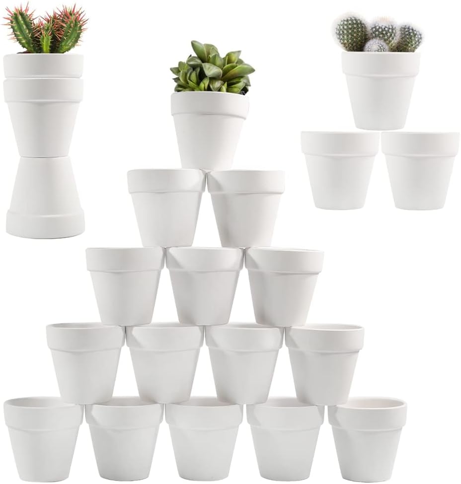 Sderoq Macetas de terracota de 3 pulgadas, paquete de 22 macetas de arcilla con orificio de drenaje, maceta de vivero suculentamaceta de cactus.