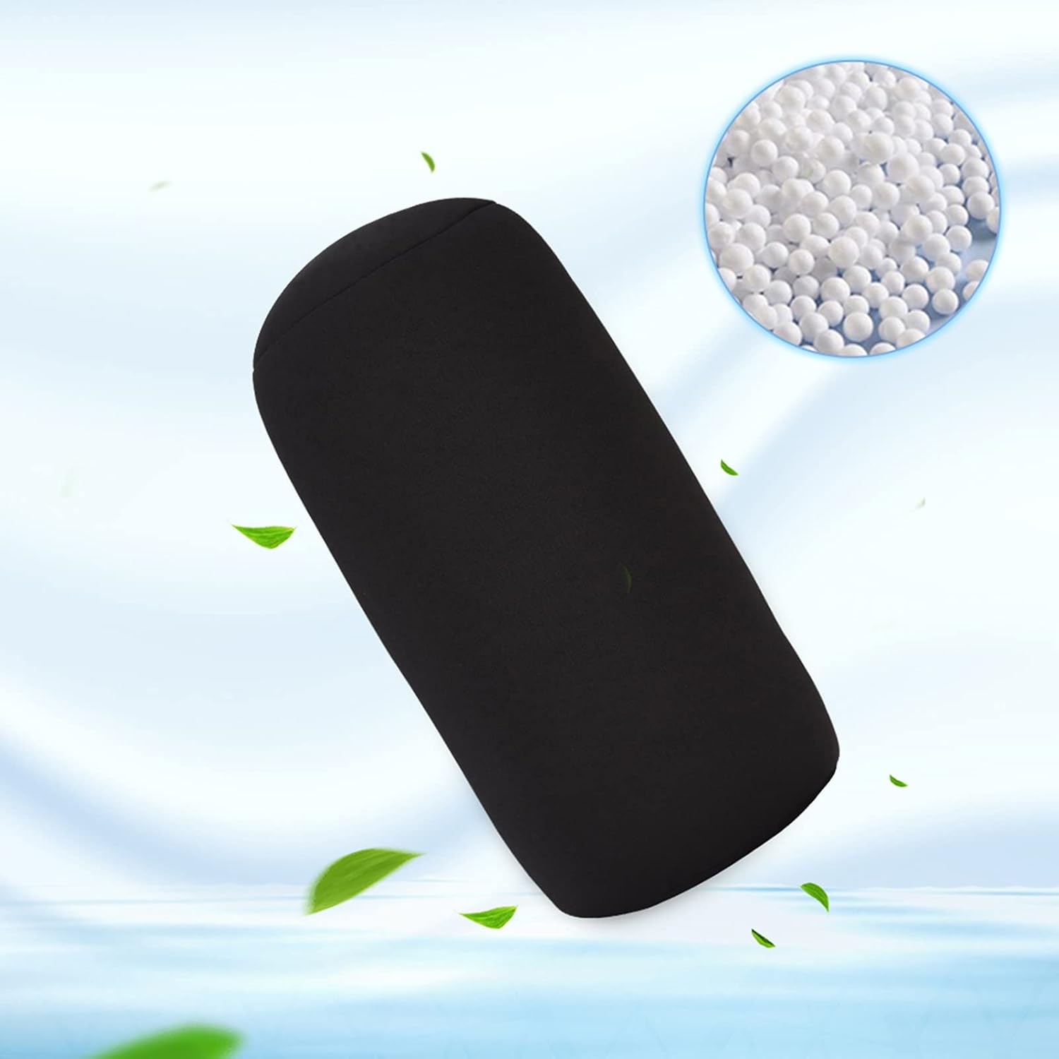 Cojín de respaldo Almohada para dormir Micro Mini Microbead Cojín de espalda Roll Throw Pillow Travel Home Sleep Neck Support Cómodo (negro)