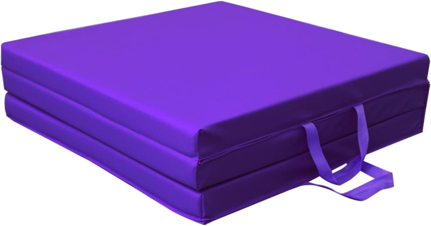 PRISP Tapete de ejercicio plegable de 6 x 2 pies, tapete de gimnasia de tres pliegues para gimnasio en casa y entrenamientos de fitness, 2 pulgadas