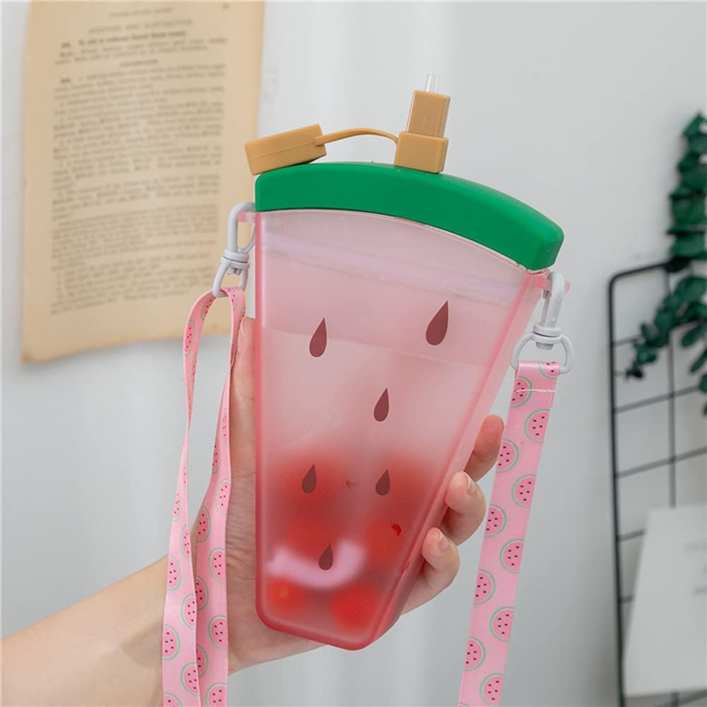 1 botella de agua de helado con correa, bolsa kawaii, barra de hielo, transparente, a prueba de fugas, vaso de plástico para bebidas para camping,