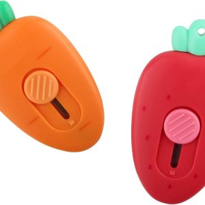 Abrecajas con forma de zanahoria de 2 piezas, imán de nevera, mini cuchillo multiusos portátil, cortador de sobre, hoja de seguridad que se retrae Abrecajas con forma de zanahoria de 2 piezas, imán de nevera, mini cuchillo multiusos portátil, cortador de sobre, hoja de seguridad que se retrae