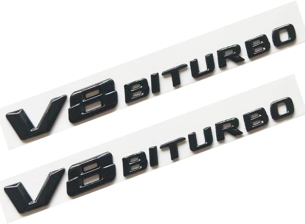 Letras 3D negras brillantes para emblemas V8 BITURBO para Mercedes