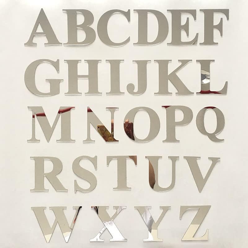 WOHSAO 26 letras DIY 3D acrílico alfabeto espejo pegatinas de pared letras autoadhesivas decoración de pared para el hogar, letrero de arte para