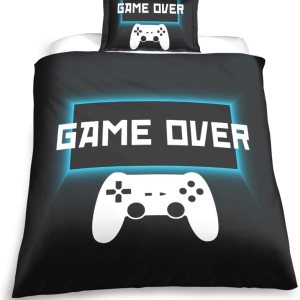 Suncloris Juego de funda de edredón 3D negro Gamepad de lujo chic moderno juego de control de videojuegos juego funda de edredón con funda de Suncloris Juego de funda de edredón 3D negro Gamepad de lujo chic moderno juego de control de videojuegos juego funda de edredón con funda de
