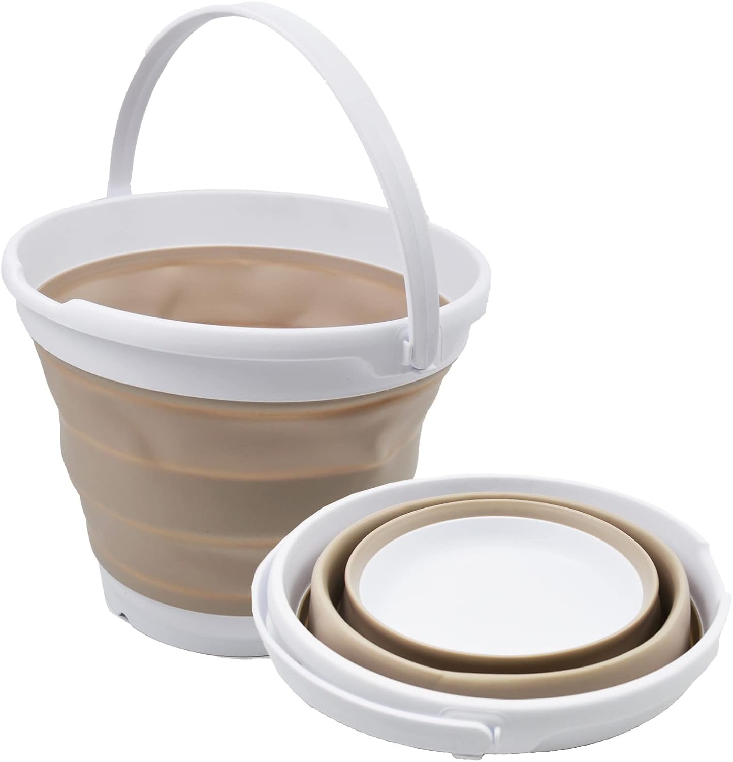 SAMMART Cubo de plástico plegable de 10 L (2.6 galones), bañera redonda plegable, cubo de agua portátil para pesca, bote de agua para exteriores,