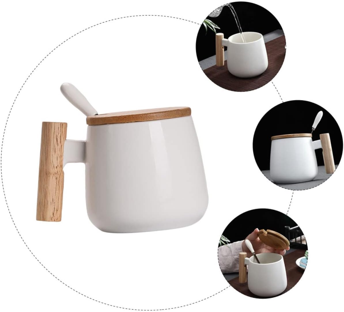 Abaodam 2 juegos de taza de leche con tapa, taza de cerámica para beber, taza de café expresso, tazas de té, tazas de té de la tarde, tazas de té