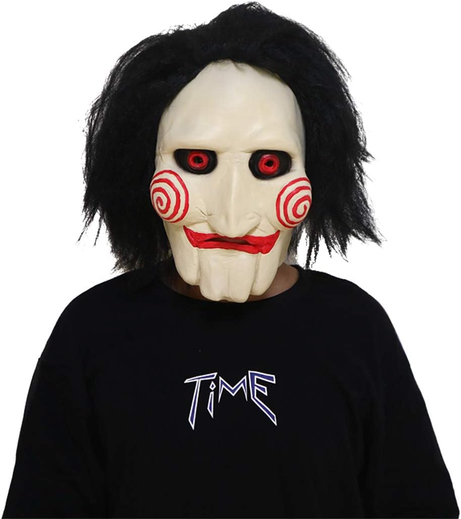 Máscara de sierra de Halloween, máscara de rompecabezas de asesino aterrador, máscara de Billy de película de terror, máscara de marioneta de