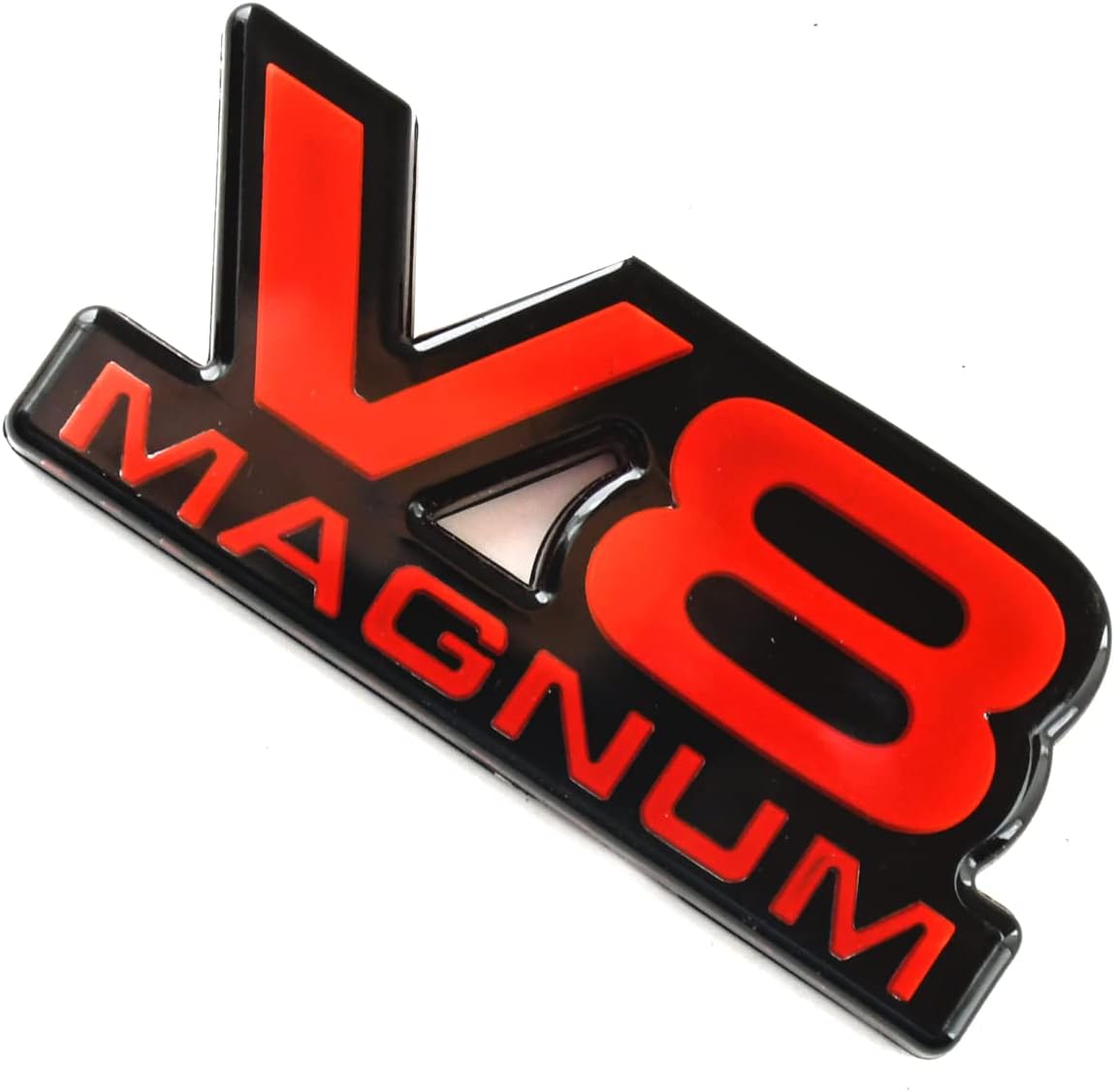 2 piezas de emblemas V8 Magnum para puerta de identificación 3D, logotipo 1500 Van apto para 94-01 Magnum (negro rojo)