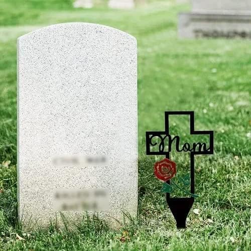 Decoración de cementerio con cruz conmemorativa de metal, estaca conmemorativa de cementerio para padres, familiares y familiares fallecidos, regalo