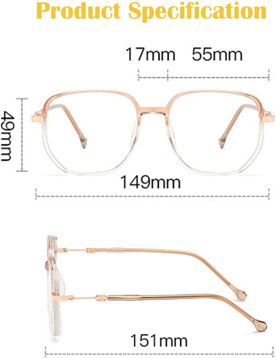 Glassesify – Gafas de lectura portátiles para mujer, antiluz azul, lentes de lectura ultra ligeras, grandes fram multifocales