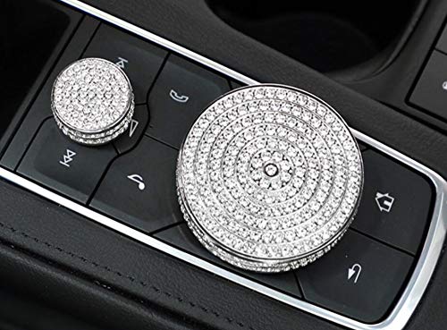 Compatible con Cadillac CT4 CT5 XT4 CT6 XT5 XT6 Accesorios brillantes para mujer Control Volumen Cubierta Accesorio (Plata)
