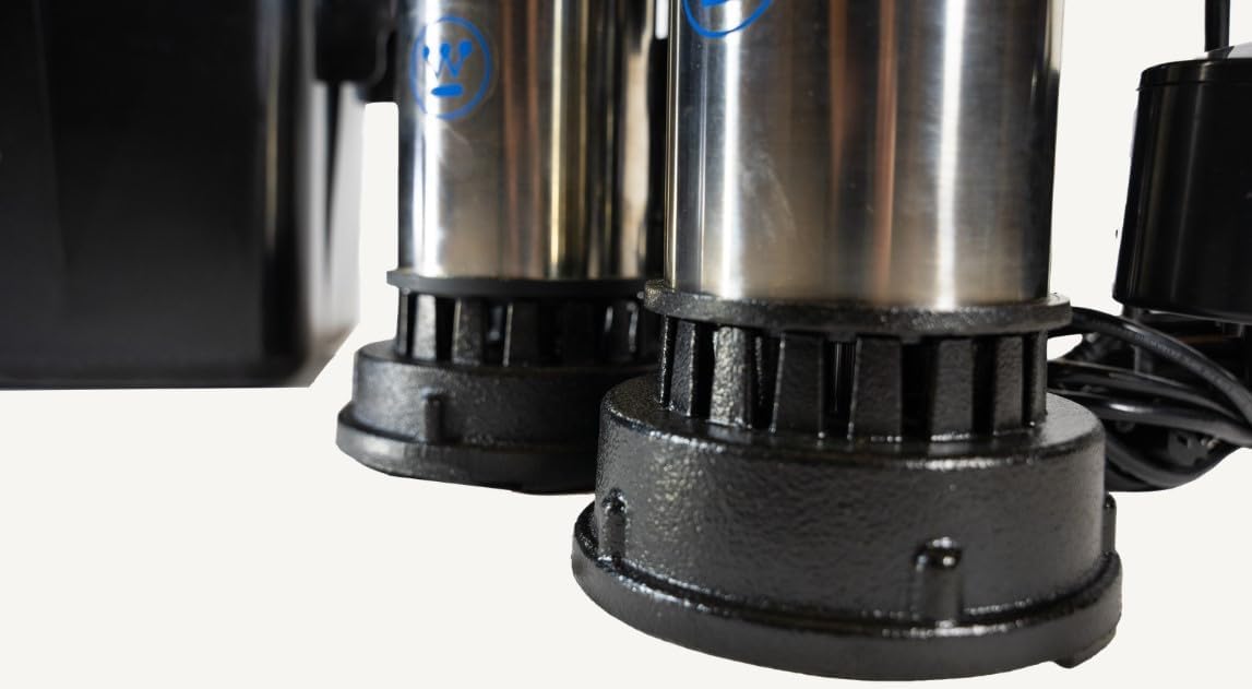 Westinghouse – Bomba de sumidero de respaldo de batería con sistema de alarma, 12 HP – Bomba de sumidero de respaldo de hasta 5,200 galones por hora