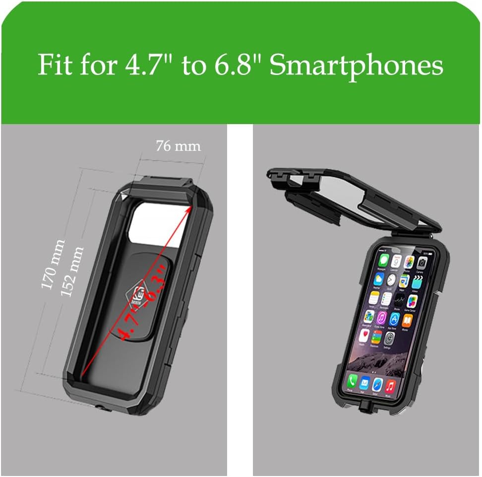 Soporte para teléfono UTV con protector impermeable, soporte para UTV ajustable de 360 grados, compatible con barra antivuelco de 1.62 a 2 pulgadas,