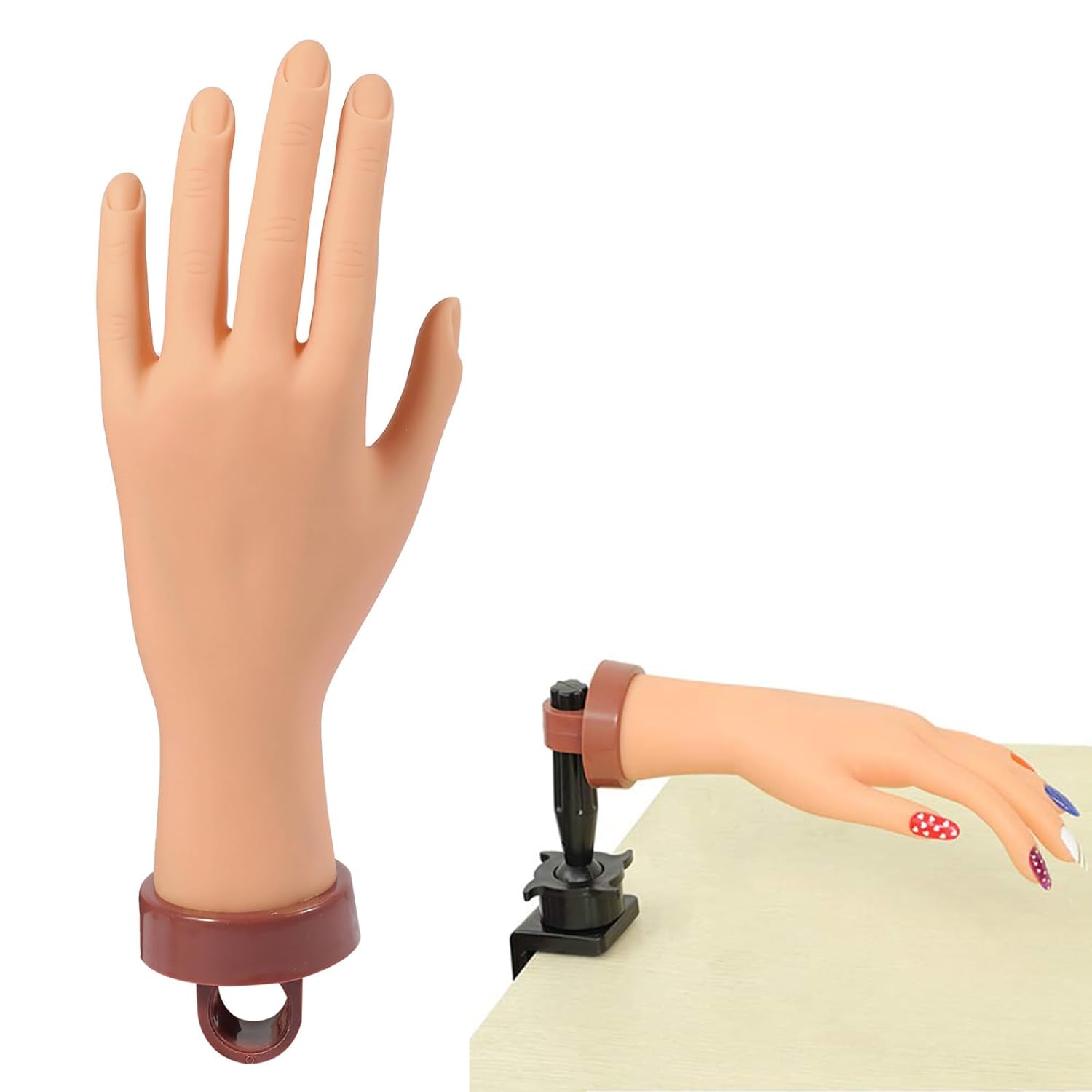 Mano de práctica para uñas acrílicas, práctica de uñas, suministros técnicos de uñas para prácticas, uñas acrílicas, flexibles, flexibles, maniquí,
