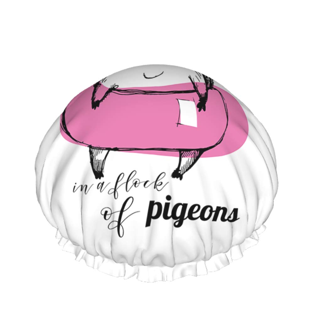 Swono Fnuuy – Gorro de ducha para gatos, diseño de dibujos animados con flamenco rosa, impermeable, doble capa, perfecto para todas las longitudes y
