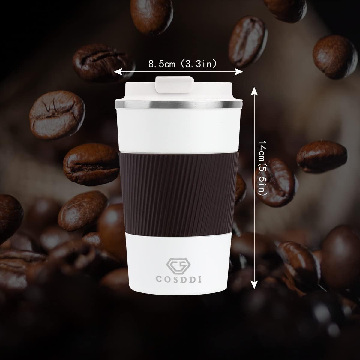 CS COSDDI – Vaso térmico de acero inoxidable de 12 onzas con aislamiento al vacío, taza de viaje a prueba de derrames con tapa, para mantener el