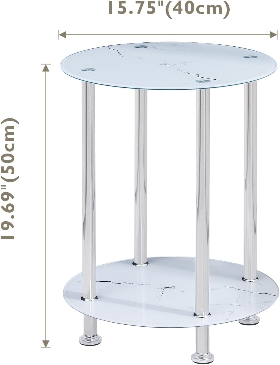 PEITAIKO Mesa auxiliar de vidrio transparente, mesa auxiliar redonda de vidrio para sala de estar, mesa auxiliar pequeña para balcón, mesa auxiliar