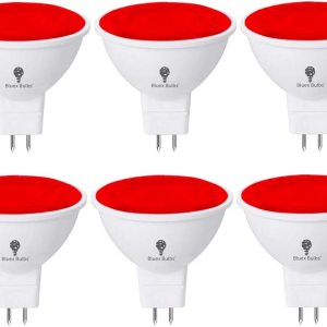 BlueX – Paquete de 6 bombillas LED MR16 rojas 6 W (equivalente a 50 vatios) Base de dos pines GU5.3 de 12 V, bombilla LED roja roja, decoración de BlueX – Paquete de 6 bombillas LED MR16 rojas 6 W (equivalente a 50 vatios) Base de dos pines GU5.3 de 12 V, bombilla LED roja roja, decoración de