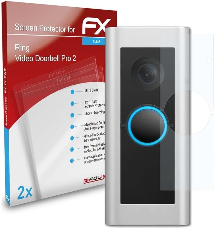 atFoliX Película protectora de pantalla compatible con Ring Video Doorbell Pro 2, película protectora FX ultra transparente (juego de 2)