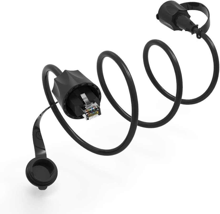 Cable de conexión industrial para exteriores de 3 pies Cat.6 SFTP CMX, relleno de gel, 26 AWG, con tapa antipolvo de 3.0 ft, cable de red Gigabit