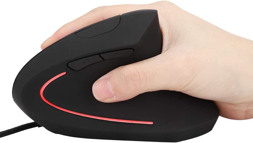 Sanpyl Ratón óptico vertical 6D, diseño ergonómico, 800120020003200 DPI USB LED ajustable, ratones para juegos con cable, para Windows