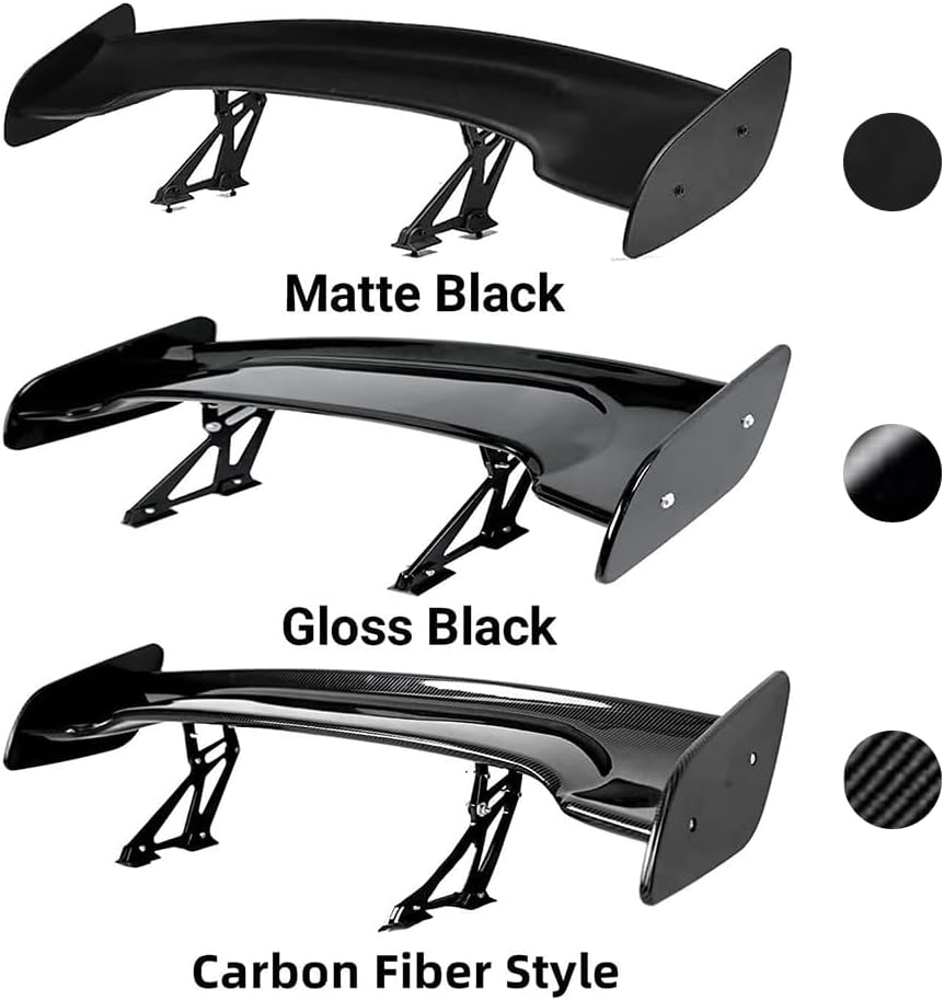 Alerón trasero universal de 57 pulgadas, estilo GT Racing para sedanes, Coupé, Hatchback, alerón de maletero ajustable (aspecto de fibra de carbono)