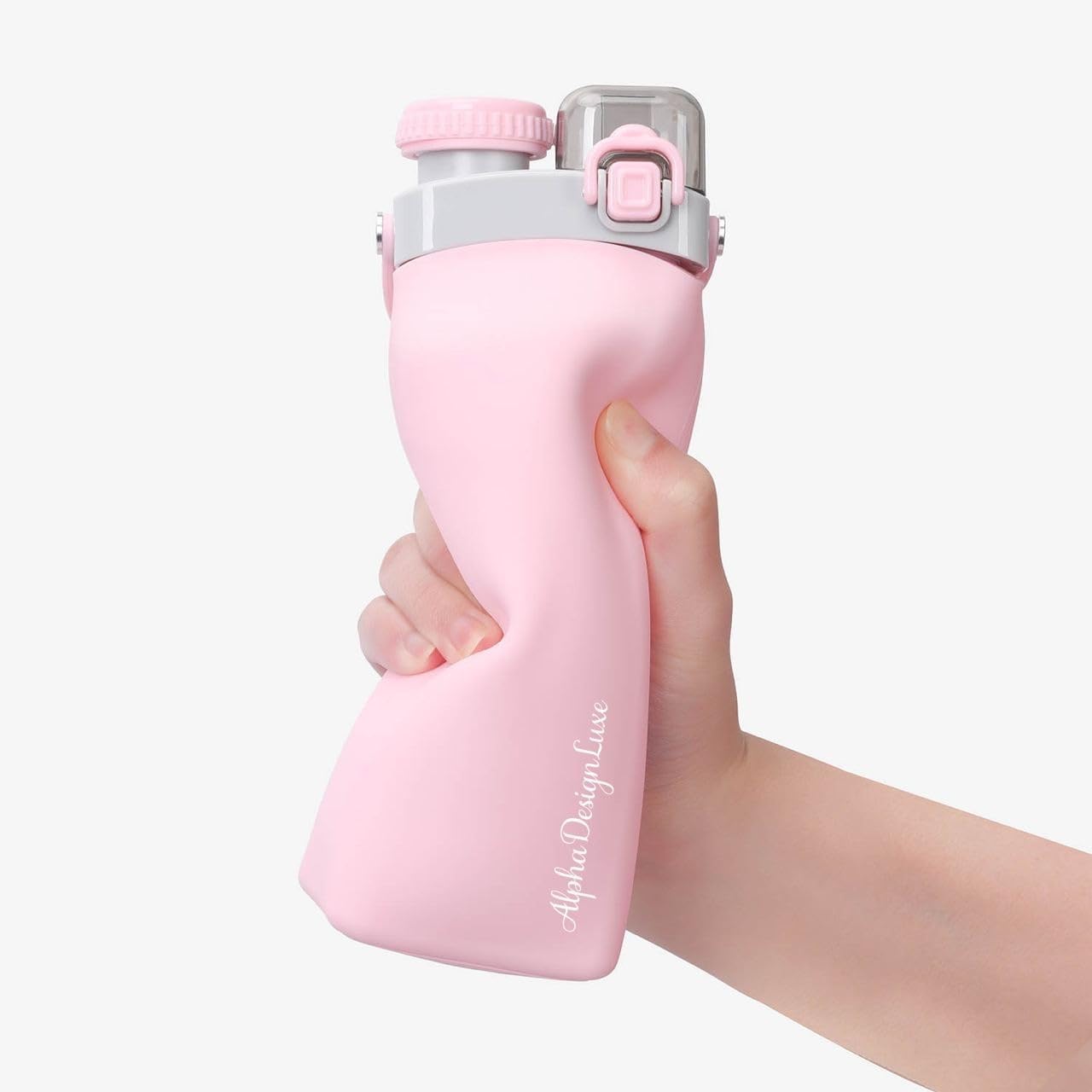 Botella de agua de silicona plegable, sin BPA, 100% materiales de grado alimenticio, duradera, portátil, versátil, a prueba de fugas, con popote