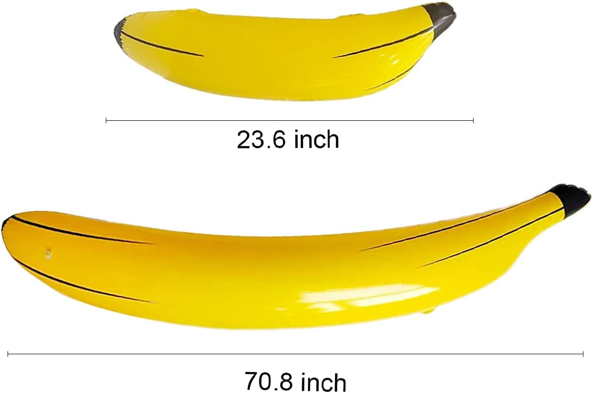 4 accesorios inflables de plátano, incluye 3 plátanos de 23 pulgadas, 1 plátano de 70 pulgadas, globos de plátano para decoraciones de fiesta,