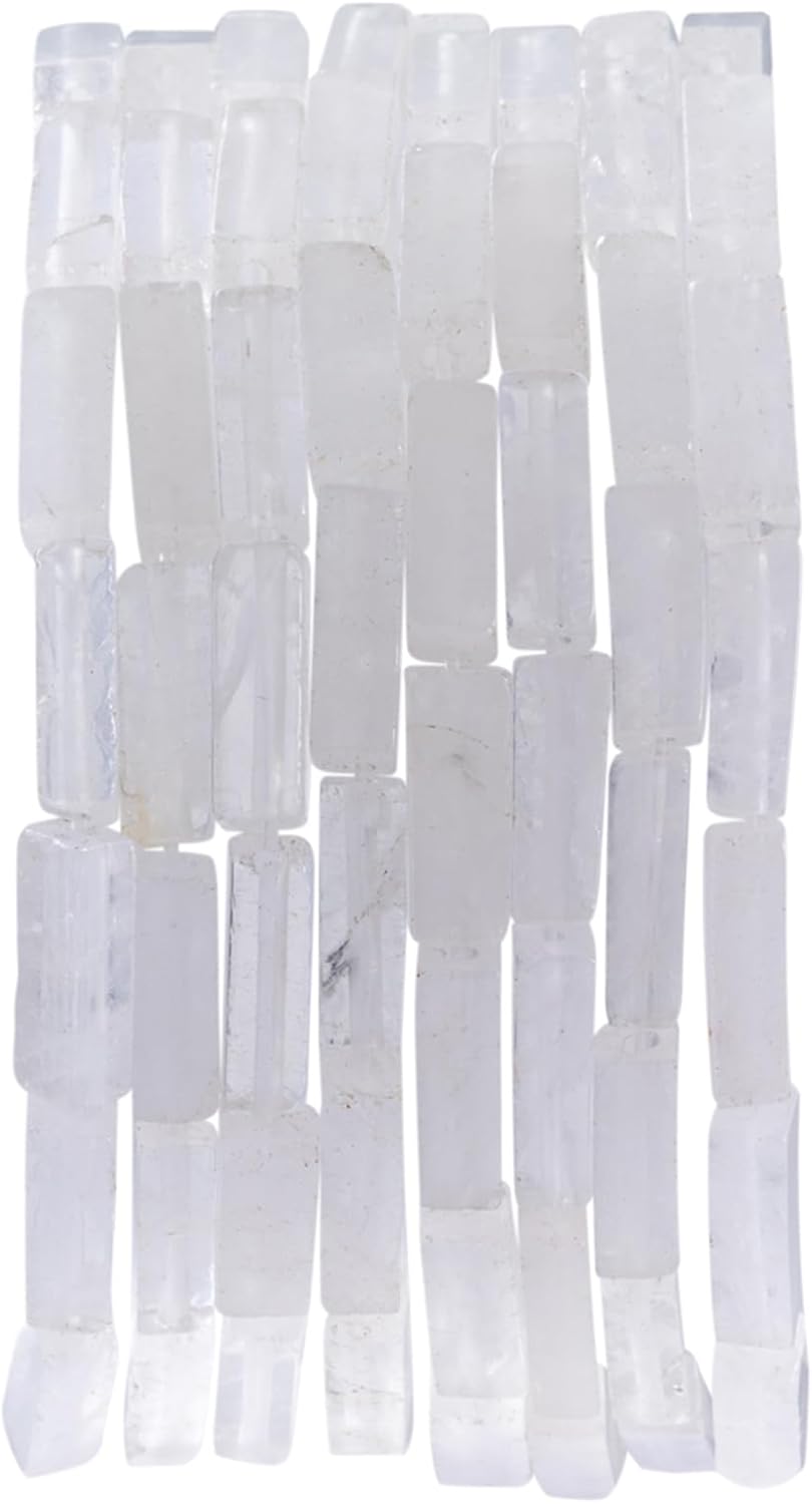 Cuentas de tubo rectangular de cristal blanco natural, 0.157×0.512 in, 15.0 instr sueltas semi piedras preciosas para hacer pulseras, collares,