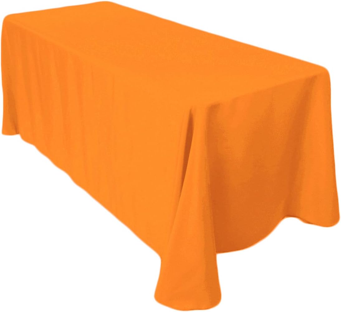 Mantel rectangular naranja de 90 x 156 pulgadas, con esquinas redondeadas, mantel extragrande para mesas rectangulares de 8 pies, mantel resistente