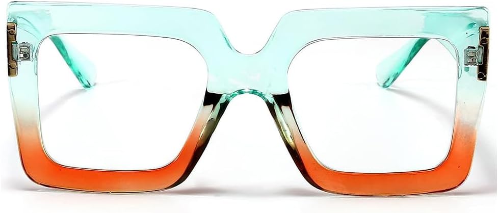 Lentes de gran tamaño para mujer, anteojos de gran tamaño con filtro de luz azul, lentes de computadora cuadrados gruesos y multicolor