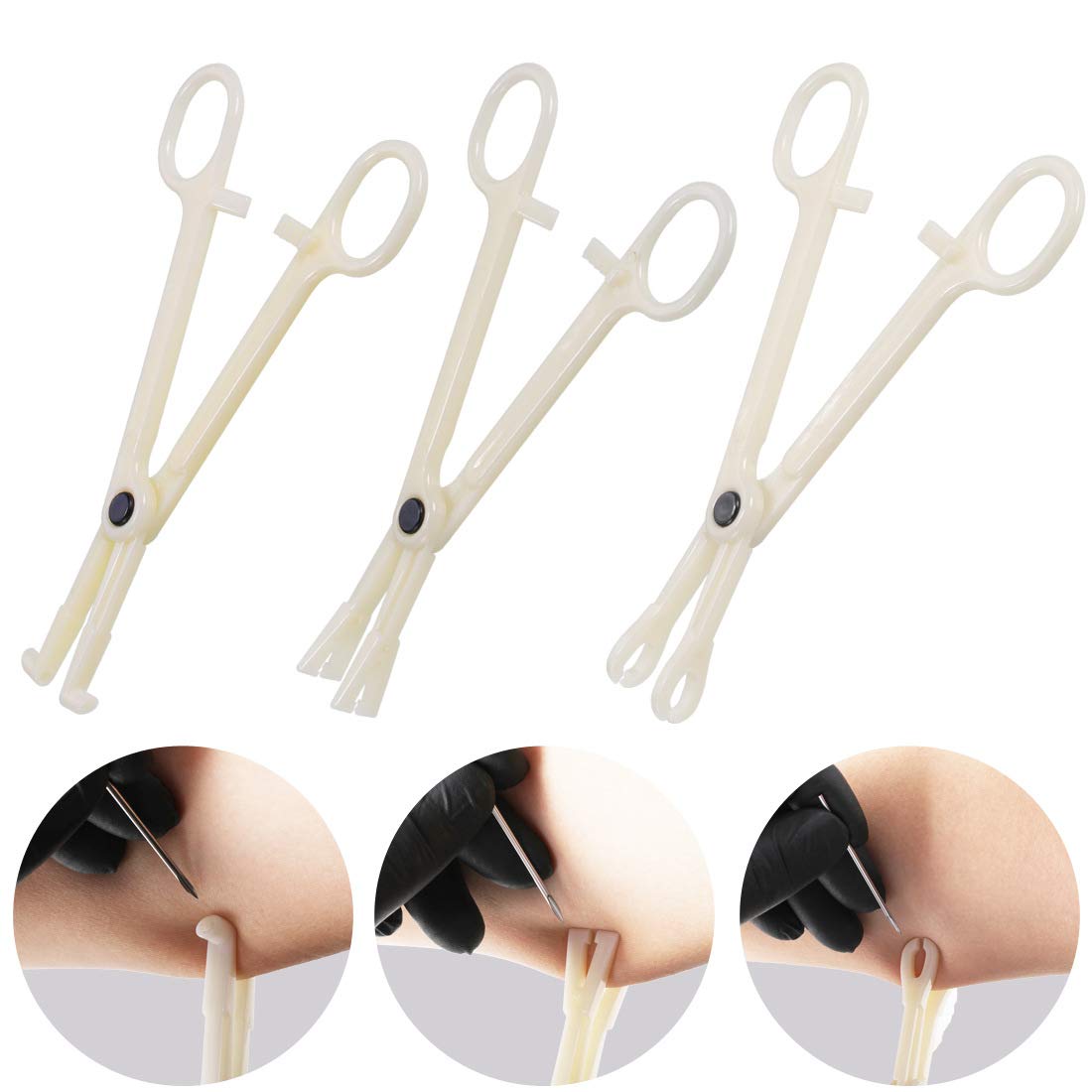 NISIMP Abrazaderas de perforación desechables para todos los piercings, pinzas de plástico para piercing, herramientas de perforación de nariz,
