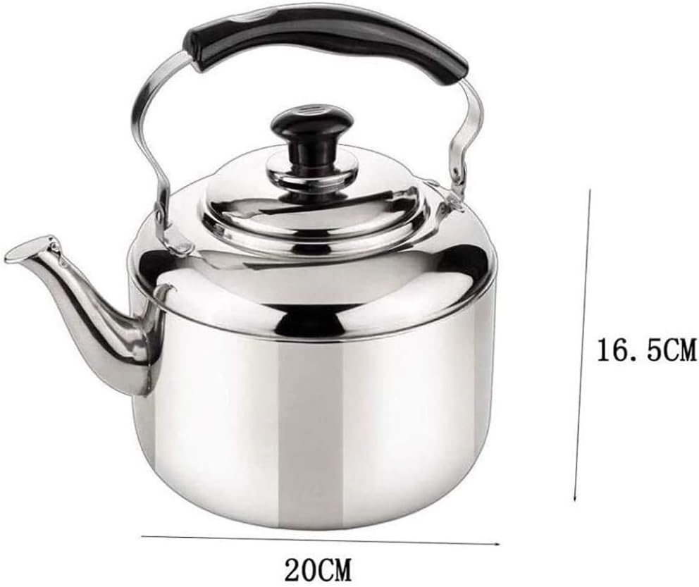 Hervidor de té silbante de acero inoxidable, capacidad 304, tetera, mango antiquemaduras, placas de inducción, estufa de gas (talla  4L)