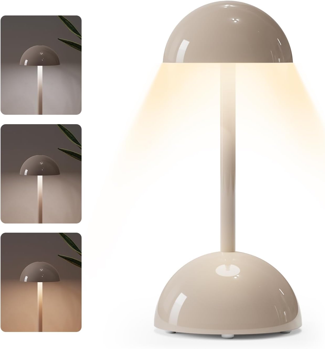 Lámpara de mesa de noche de hongos, recargable, lámpara de mesa de noche con control táctil diammable con cable de carga para el hogar, dormitorios,