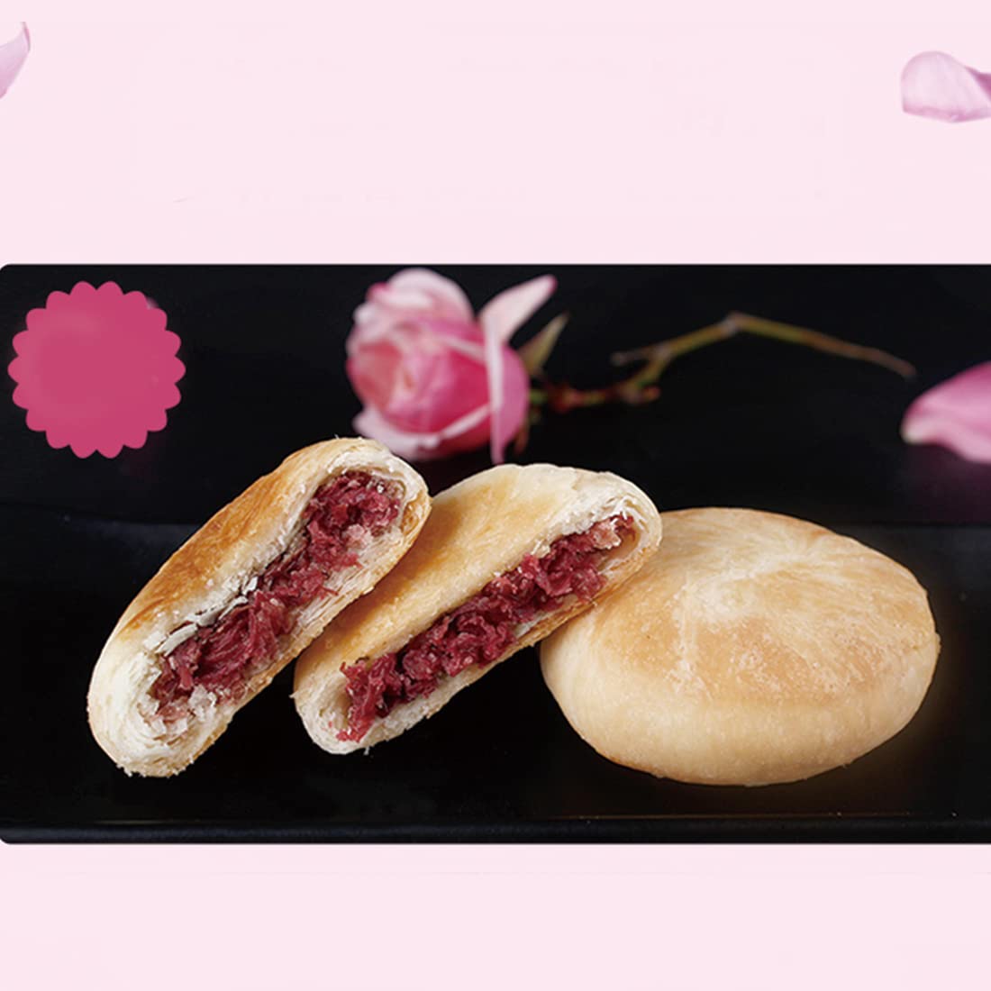 Yunnan – Pastel de flores de rosas de 10.58 onzas, pastel crujiente con relleno de rosas, pastel de flores especiales Yunnan Sabor original, Xian