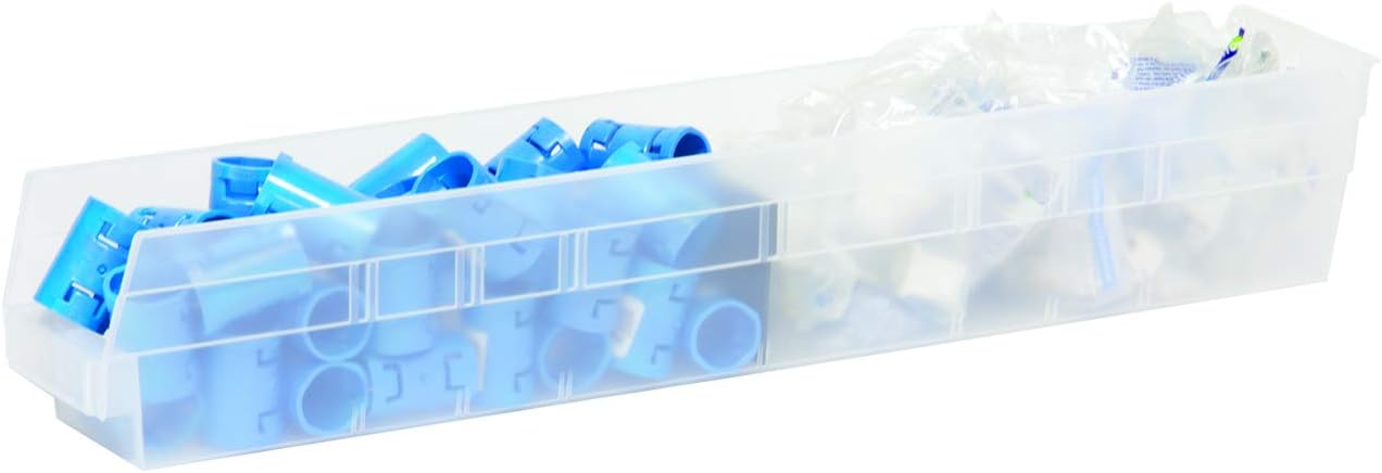 Akro-Mils 30124 – Caja de plástico para estantes anidados, (24 x 4 x 4 pulgadas), transparente, (paquete de 12)