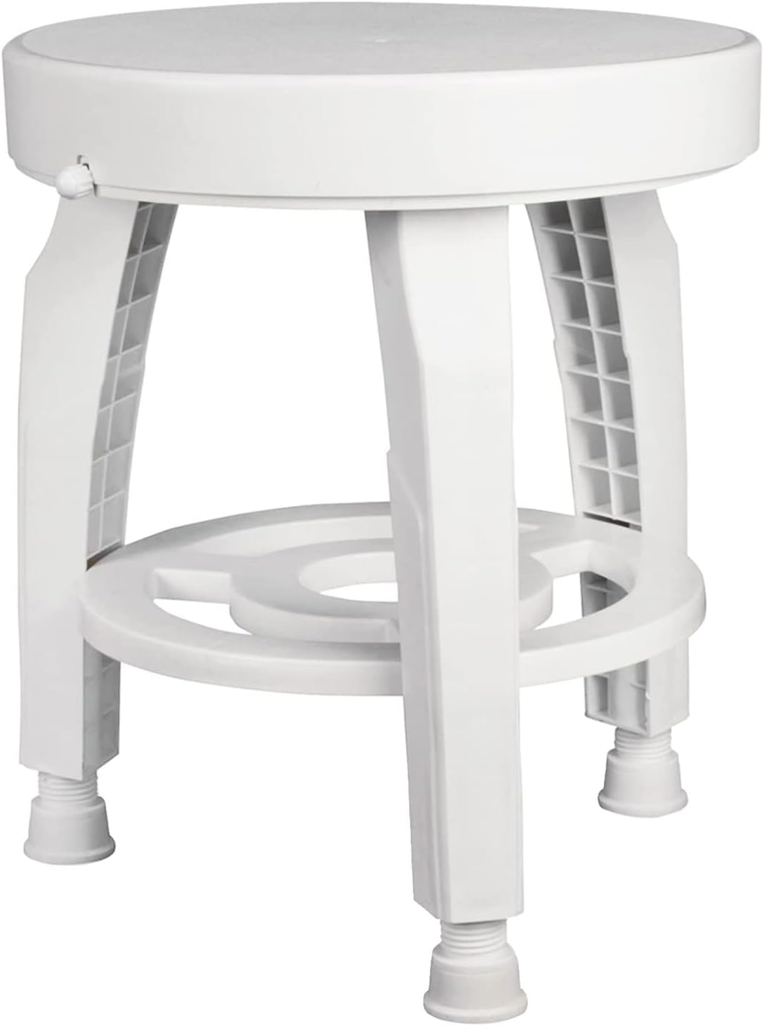 HealthSmart Swivel Shower Stool Seat with Storage Shelf, Rotating Shower Chair for Bathtub, Tool-Free Assembly, White