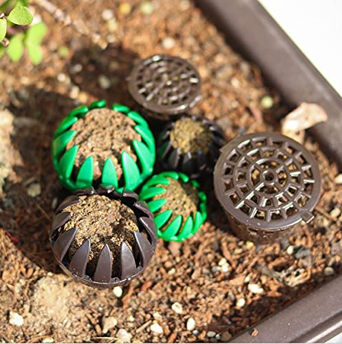 kingsea 100 cajas de fertilizantes para bonsái con cubierta, mini cestas automáticas de fertilizantes para plantas, tazas de nutrición de plástico