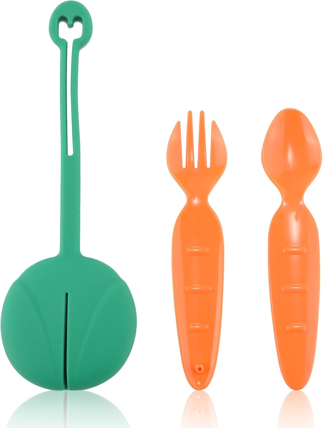 Juego de cubiertos de 3 piezas, juego de utensilios para niños con caja reutilizable, juego de cubiertos de plástico portátil, tenedor y cuchara