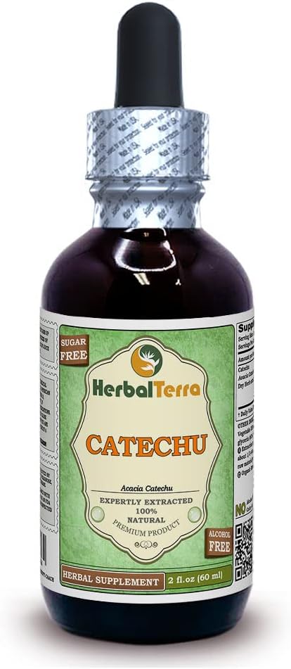 Catechu (Acacia Catechu) Glicerita, extracto líquido sin alcohol de hierbas secas 2 oz