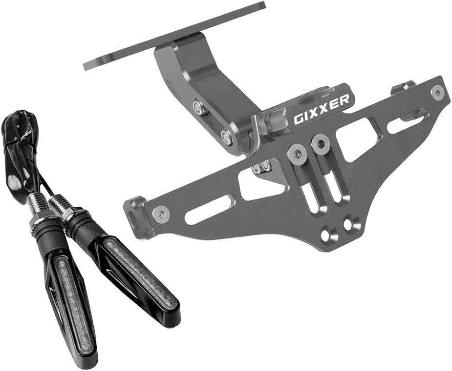 Para Suzuki para GIXXER 150 155 para GIXXER SF 250 para GIXXER F150 Soporte de matrícula con cola ligera eliminador de guardabarros (color C negro)
