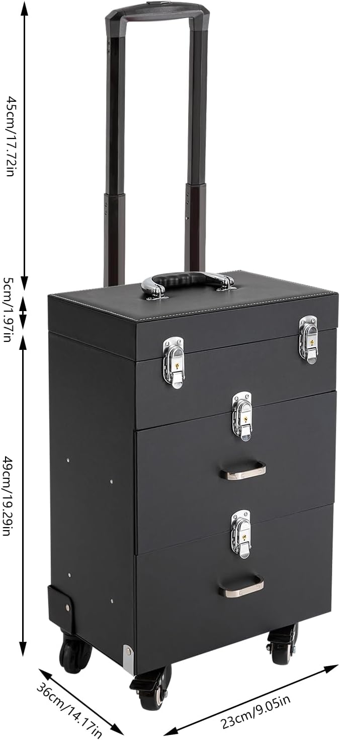 DNYSYSJ Estuche de uñas rodante con ruedas, estuche de almacenamiento de manicura, organizador de esmalte profesional para estudio o viajes, técnico