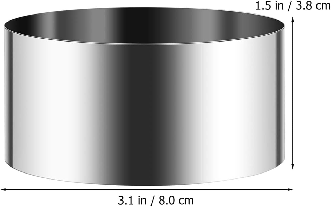 Moldes de anillo para hornear moldes redondos de acero inoxidable para mousse de postre de 3 pulgadas con empujador elevador de atún tartar, 8
